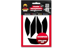 FEAR THE YELLOW BEAR YELLOW BEAR Fear The Yellow Bear© Easy Replica Scorpion Exo 1400 Air™, Kit 4 Stickers réfléchissants REPOSITIONNABLES, pour Casque Moto, 3M™ Technology (Noir, Scorpion EXO 1400 AIR)