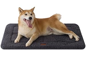 Joydeco Low-Profile Dog Mat Reversible Bed Pad, Washable Dog Crate Pad with Ultra Soft Fleece, Compact Design Kennel Bed Mats for Large Medium Small Pets, 89x58cm, Dark Grey