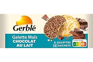 NUTRITION & SANTE Gerblé Galettes de maïs au chocolat au lait, 4x2 Galettes (Emballages individuels), 124g, 208674