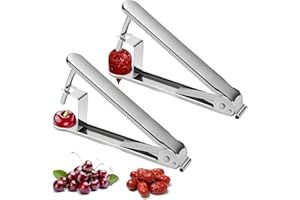 ZITUZY 2 Piezas Manual Deshuesador Cerezas, Deshuesador de Cerezas y Aceitunas, Acero inoxidable Cherry Pitter, para Cocina Casera, Picnic, Camping, Restaurante, Cafetería (Plata)
