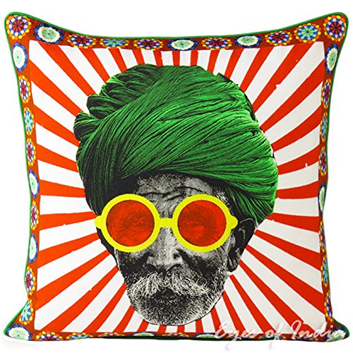 Eyes of India - 18" Colorful Turban Decorative Sofa Pillow Cushion Throw Cover Indian Bohemian B Eyes of India - 18" Colorful Turban Decorative Sofa Pillow Cushion Throw Cover Indian Bohemian B