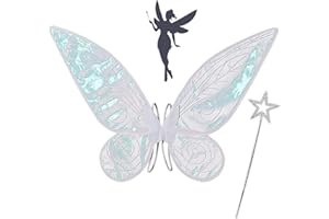 WINNSELL Fairy Wings, Fairy Wings for Adult Women Kids Girls Butterfly Wings Dress Up Fairy Angel Princess Set for Halloween Birthday Christmas Themed Party (White)