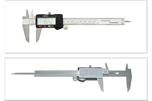 TINXI Calibre digital de logei® Digital A-12, medidor de profundidad neumático digital Caliper, de acero inoxidable, 0 – 150 mm