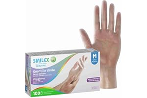 Bericah Smilex,Skin Vinil, Guanti in Vinile, Senza Polvere, Taglia M,100 Pezzi