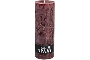 Spaas Rustic Unscented Pillar Candle 68/190 mm, ± 95 Hours, Wine Red