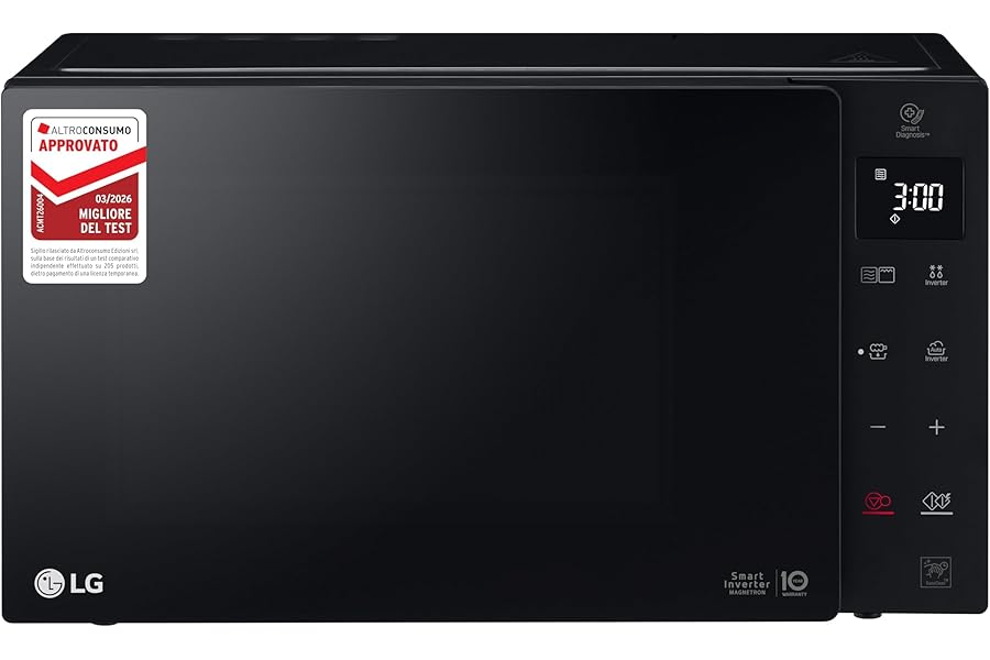 LG MH6535GIB Smart Inverter Microwave Oven with Quartz Grill, 25 Litres, 1150 W, Automatic Programmes, 5 Adjustable Power Levels – Smoky Black