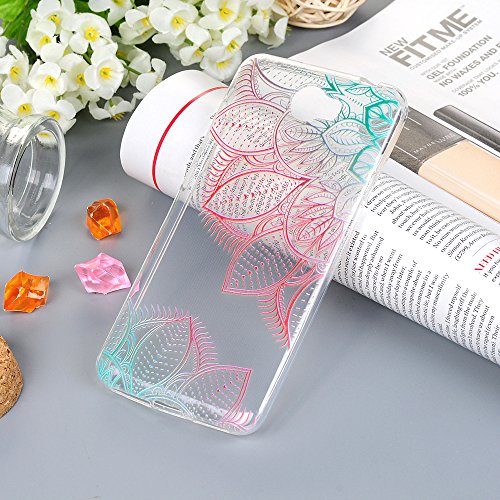 Badalink Huawei Y5 II/Huawei Honor Play 5 Hülle Schutzhülle Bunt Silikon Weicherem Gummi Bumper für Huawei Honor 5 – Diagonal Rote Blume Style Cover Handyhülle Schale TPU - 7