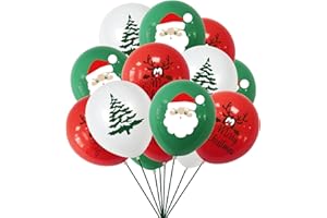 POPOYU 15Pcs Christmas Party Balloons,12 inch Christmas Latex Balloons Xmas Santa Snowman ChritmasTree Arts & Crafts Balloon for Evening Xmas Dinner and New Year Parties Decorations