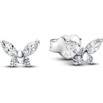 Orecchini A Perno Argento Sterling Con Croce E Zirconi Cubici Trasparenti - Set Gioiello Mini Con Pendente Abbinato