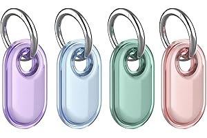 FLLYVLY Pack de 4 Fundas para Samsung Smart Tag 2 con Llavero, Carcasa de TPU Impermeable, Protección Anticaídas y Antirrayaduras, para Localizar Equipaje, Mochilas, Llaves