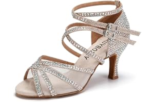 RUYBOZRY Damen Latein Tanzschuhe Strass Salsa Glitzer Bachata Schuhe Damen Hochzeit Tanzende Schuhe,Modell YCL508