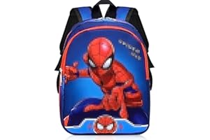 Qooloo Sac à Dos Enfant Cartable araignée Marvel Comics thème dessin animé sac à dos bébé garçon fille pour sport Sac de voyage Bleu, 30 x 25 x 15 cm
