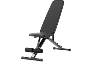 Amazon Basics justerbar träningsbänk, hopfällbar för hemmagym, svart, 135 x 38 x 116cm