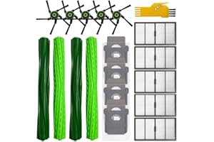 aotengou Kit de Accesorios para Irobot Roomba s9+ (9550) s9 9550 Robot Aspirador Repuestos 18 Paquetes 2 Juegos de Cepillos de Rodillos, 5 Filtros, 5 Cepillos Laterales, 4 Bolsas de Polvo