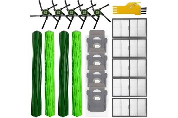 aotengou Kit d'accessoires pour aspirateur Irobot Roomba s9+ (9550) s9 9550 Pièces de rechange 18 paquets 2 ensembles de brosses à rouleaux, 5 filtres, 5 brosses latérales, 4 sacs à poussière