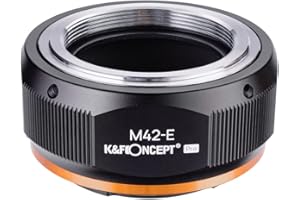 K&F CONCEPT Adattatore da M42 a Compatibile con Sony NEX E, adattatore manuale per obiettivo M42 con montaggio a vite su corpo fotocamera Compatibile con Sony E Mount con design in vernice opaca