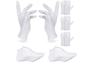 4 Pairs Moisturising Gloves and 4 Pairs Socks Nabance Moisturising Cotton Gloves Moisture Socks White Hand Gloves for Dry Hands Skin Care and Foot Spa(8 pairs/16pcs)