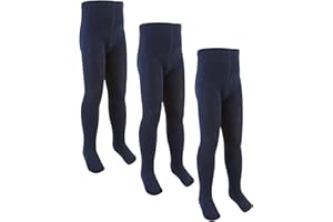 UNDERCOVER 3 Pairs Girls Kids Cotton Rich Soft Stretchy Knitted School Uniform Everyday Tights Ages 2-13 Years