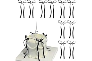 GENERISCH 10 Stück Schwarze Tortendeko Schleifen – Elegante Deko für Hochzeitstorte, Geburtstag, Jubiläum – Schwarze Schleifen für Kuchen, Cupcakes, Muffins & Geschenkverpackung
