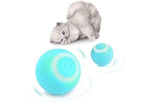 RISVOWO Jouet pour Chat, Balle Chat avec lumière LED, Jouet de Balle Interactif pour Chat avec USB, Jouet Chat Interieur pour Chien Chatons, Rotation Automatique Jouet Chat