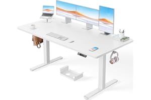 ‎ERGEAR ErGear Höhenverstellbarer Schreibtisch-160 x 80cm,100 KG Tragkraft Elektrischer Schreibtisch mit Fortgeschrittenem Bürstenlosem Motor, Leise Funktion, Robuster Metallrahmen, Vierteilige Tischplatte