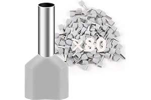 DAWENUR 80Pcs Twin Ferrules 4mm² Wire Terminals Crimping Connectors Wire Ends Ferrules (2x4mm²)