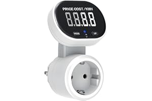 Wothfav Wattmètre Prise Compteur d'Énergie, Compteur Électrique, Prise Consommation Electrique, Mesure Consommation Electrique pour W, KWh, Price, Cost/KWH, Écran Rotatif 45°, Rétroéclairé, 3680W Max
