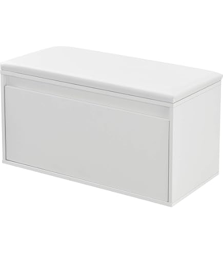 Baule Contenitore Terraneo Bianco Effetto Pietra 90x45x45 Cm - Panca Con Chiusura A Pistone, Made In Italy, Per Ingresso O Camera