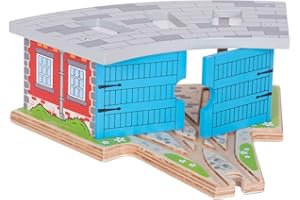 Bigjigs Rail Wooden Triple Engine Shed - Other Major Wooden Rail Brands are Compatible