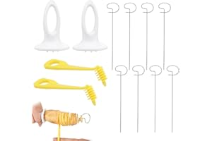 Ceeyoll Set di Taglia Patate a Spirale,Taglierina della Patata in Acciaio Inox,Potato Spiral Cutter,2Manico in Plastica,2Tagliapasta a Spirale e 8 Spiedini,per Torre di Patate,Barbecue,Cucina di Casa.