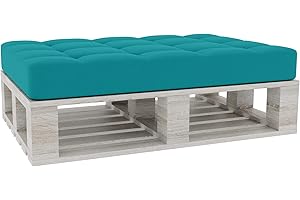 Gutekissen® Cuscini per pallet Cuscini trapuntati con bottoni, Cuscini per pallet trapuntato PFG (Cuscino di seduta 120x50, Azzurro)