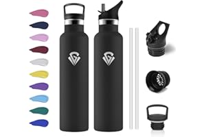 KOLLYKOLLA Bottiglia Termica 1L, Borraccia in Acciaio Inossidabile con Cannuccia e Filtro, Termos a Doppia Parete, Riutilizzabile, senza BPA, Borracce per Sport, Palestra, Yoga, Viaggio, Campeggio, Uffici