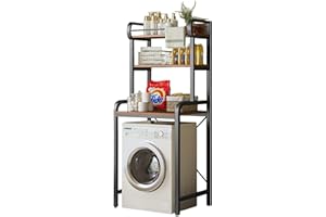 MAGIC SELECT Estantería Superior para Lavadora | Estante Organizador de Baño Ahorra Espacio | Mueble de Almacenamiento para Cuarto de Baño de 3 Niveles | Madera E1 y Acero.