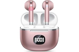 TIMU Cuffie Bluetooth, Auricolari Bluetooth 5.3 Stereo HiFi con 4 ENC Mic,Cuffie Wireless con LED Display 50 Ore, Cancellazione Rumore Cuffiette Bluetooth,Touch Control,IP7 Impermeabile Auricolari Wireless