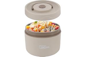 TISSTING Termos per Alimenti, Contenitore Termico 550ml, Contenitore per Pranzo in Acciaio Inossidabile con Coperchio Contenitori per Conservazione Degli Alimenti Scatole Picnic (Mantieni caldo, Bianco sporco)