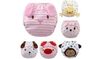 CUTEON Baby Toddler Girl Boy Pee Potty Training Pants Diaper Nappy Set (A2-6PCS, 100)