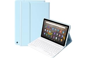 TQQ Keyboard Case for Kindle Fire HD 10 and Fire HD 10 Plus Tablet (11th Generation, 2021 Release) Slim Lightweight PU Leather Protective Cover with Detachable Bluetooth Keyboard