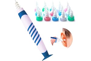 JIAONAYIYI Ear Wax Removal, Ear Wax Remover, Ear Cleaner, Spiral Soft Silicone Ear Wax Removal Tool with 16 Washable Tips (Blue Hot Kit)