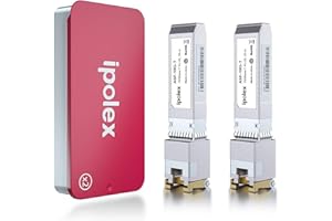 IPOLEX 1.25/2.5/5/10G SFP+ RJ45 Copper Transceiver, 10GBase-T RJ-45 SFP+ Module, Compatible for Cisco SFP-10G-T-S, Ubiquiti UniFi UF-RJ45-10G, Mikrotik, Fortinet, Netgear, D-Link(CAT.6a/CAT7, 30m), 2 pack