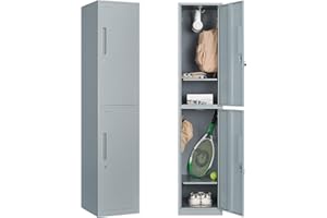 Sightlife Taquillas de Metal para empleados con Llave, Armario de Valor, con 2 Puertas, para Gimnasio, Escuela, Oficina, Gris