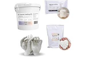 Kit pour moulage à la main, alginate, poudre de plâtre avec seau et spatule. Idée cadeau pour les couples, les amis et la famille