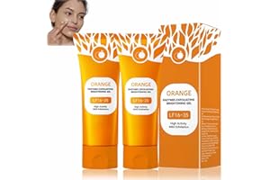 SONGQEE Orange Enzymes Exfoliating Gel - Natural Orange Peel Gel for Face & Body - Deep Exfoliating Brightening Scrub to Purify - Soften and Moisturise Skin - Gentle Formula - 2Pcs