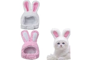 LZZEM 2PCS Cute Bunny Rabbit Hat with Ears Headband for Cats and Small Dogs Party Costume Accessory