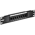TRENDnet 8-Port Cat6 Unshielded RackMount Patch Panel, 10 Inch Wide, 8 x Gigabit RJ-45 Ethernet Ports, TC-P08C6, Black