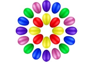 YUEHUABAO 24 Pieces Musical Eggs Shakers, Plastic Egg Shakers Colorful Maracas with Miniature Iron Sand for Babies Toddlers Kids (6 Colors)