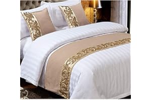 BARDYS Beige Cotton And Linen Jacquard Bed Runners And Matching Cushions Set, 50x240cm