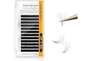 NAGARAKU Easy Fan Extensiones de Pestañas Self Fanning Eyelash Ruso Pestañas Con Volumen Y Fáciles De Abrir Con Efecto Abanico Automático Auto Fan Rapid Floración Natural Negro 12 Rows(0.07 C 9mm）