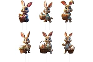 SNAKELL 6er Osterhasen Gartenstecker Deko 2D Hasen Werbeschilder Gartendeko Baumstecker Osterhase Figuren groß Garten Dekoration Outdoor Gartendekoration für Draußen, Bauernhof Frühling Deko für Haustür