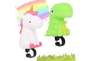 HIULLEN 2PCS Timbre Bicicletas Infanti, Bocina de Bicicleta para Niños, Mini Timbre de Bicicleta, Unicornio Dinosaurio Campana de Bicicleta para Niños Niñas Scooter, Accesorios Bicicleta Equilibrio
