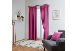 John Aird Blackout Curtains Pencil Pleat with Tie Backs (Fuchsia, W 46" x L 54" (2 Panels) Thermal Energy Saving Curtains for Bedroom & Living Room